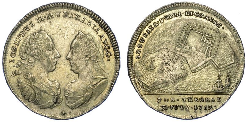 AUSTRIA. MARIA THERESIA, 1740-1780. Gettone in argento 1769. Per la costruzione del lazzaretto di Trieste.  - Auction Numismatics - I - Cambi Casa d'Aste