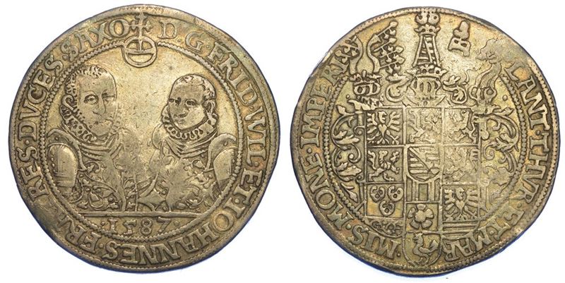 GERMANIA - SASSONIA. FRIEDRICH WILHELM UND JOHANN, 1573-1602. Thaler 1587.  - Asta Numismatica - I - Cambi Casa d'Aste
