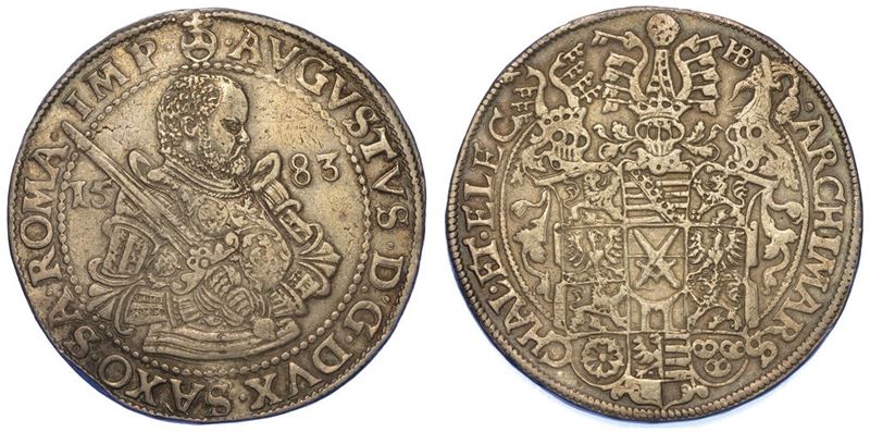 GERMANIA - SASSONIA. AUGUST I, 1553-1586. Thaler 1583.  - Auction Numismatics - I - Cambi Casa d'Aste