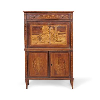 Secretaire in Legno Lastronato ed Inatsiato. XIX Secolo