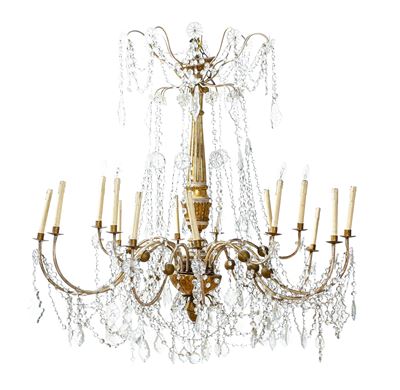 Grande Lampadario in Legno Laccato e Dorato. Genova, Fine XVIII Secolo