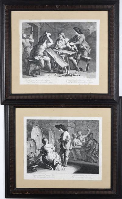 Giovanni Volpato da Francesco Maggiotto Coppia di Incisioni dalla Serie dei Proverbi - Scene di G...