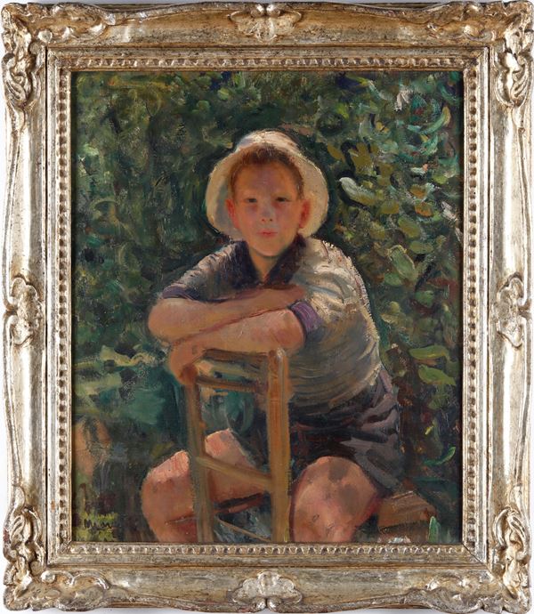 Giulio Marchetti - Ritratto di Fanciullo seduto con cappello
