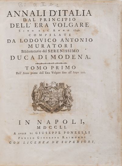 Muratori Ludovico Antonio Annali D’italia dal Principio Dell’era Volgare Fino All’anno 1749... in...