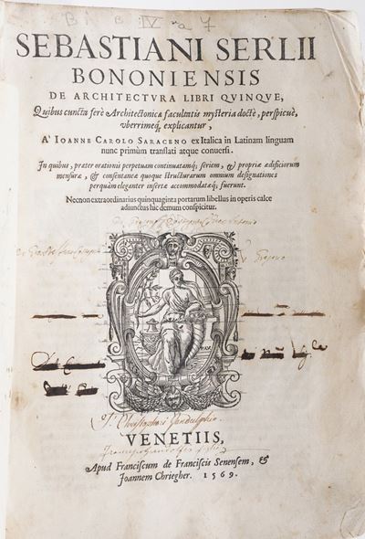 Sebastiano Serlio De Architectura Libri Quinque... Venezia, Francesco De Francischi Senese e Giov...