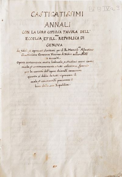 D’agostino Giustiniani. Castigatissimi Annali. Genova, Bellono 1537.