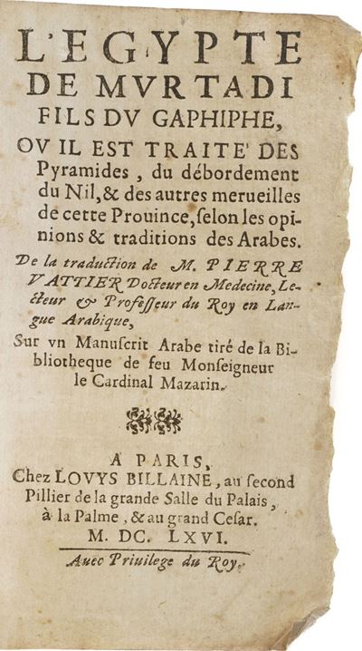 Murtada Ibn al Khafif - M. Pier Vattier L'egypte De Murtadi Fils Du Gaphiphe Ou il Est Traitè Des...