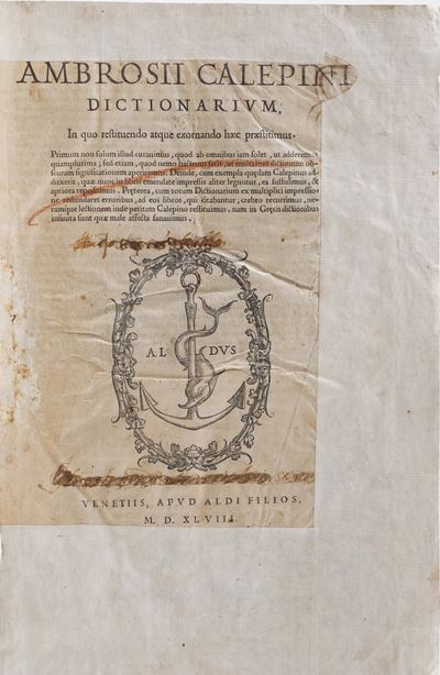 Ambrogio Calepio F. Ambrosii Calepini Bergomensis. Dictionarium Septem Linguarum... Venezia, Giov...