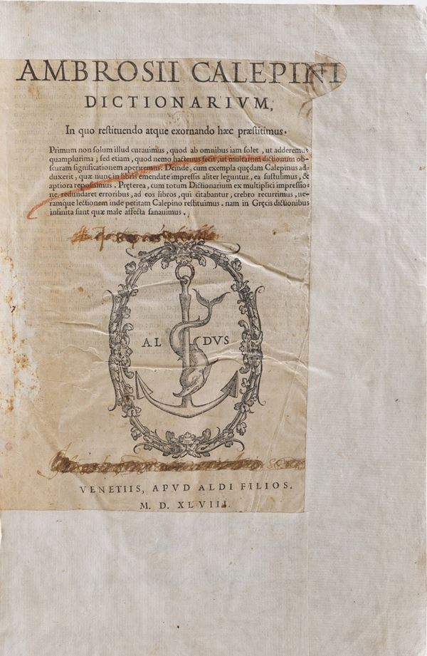Ambrogio Calepio F. Ambrosii Calepini Bergomensis. Dictionarium septem linguarum... Venezia, Giovanni Battista Brigna 1673
