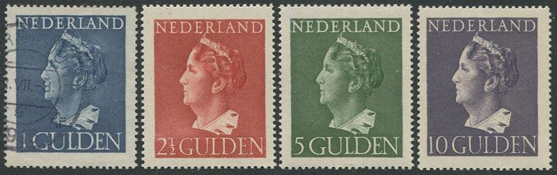 1946/47, Olanda, Regina Guglielmina, serie di 8 valori.  - Asta Storia Postale e Filatelia - Cambi Casa d'Aste