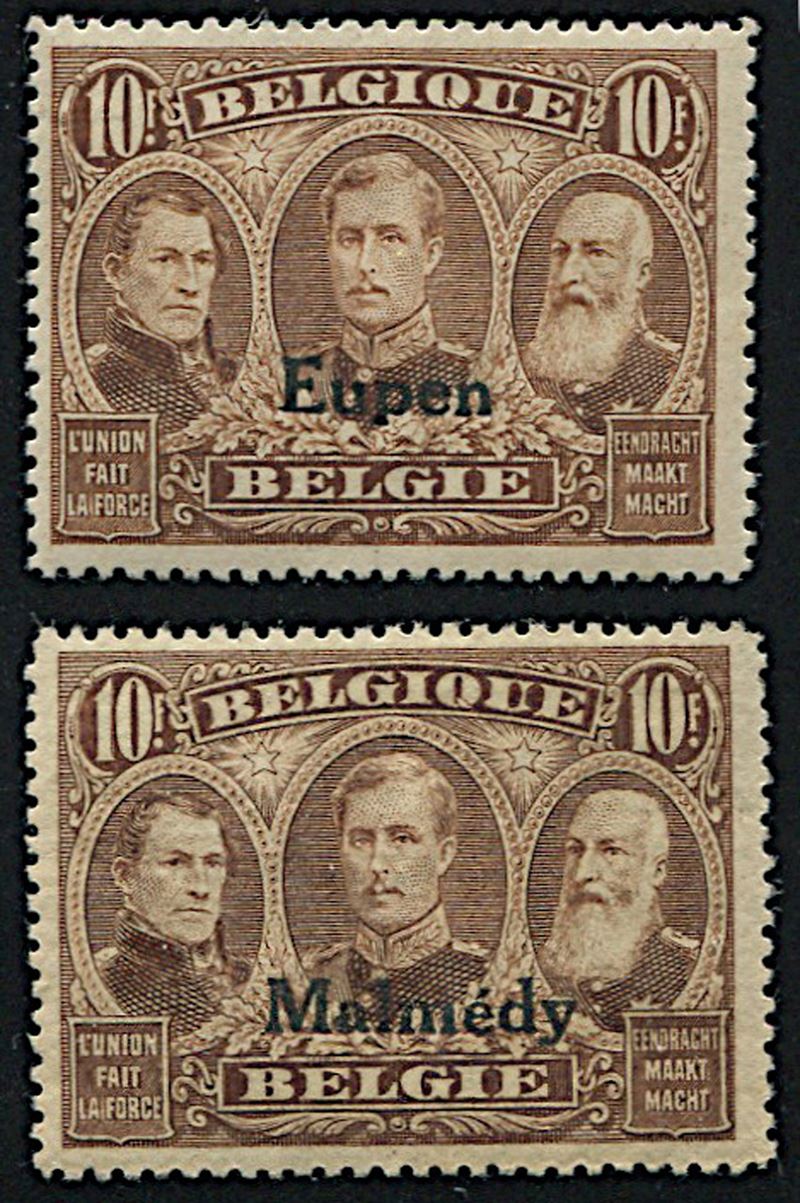 1920/21, Belgio, Eupen & Malmedy, serie di Belgio sovrastampate  - Asta Filatelia - Cambi Casa d'Aste