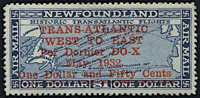 1932, Newfoundland, $ 1,50 On $ 1 Deep Blue
