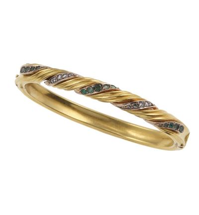 Bangle con Piccoli Diamanti e Smeraldi