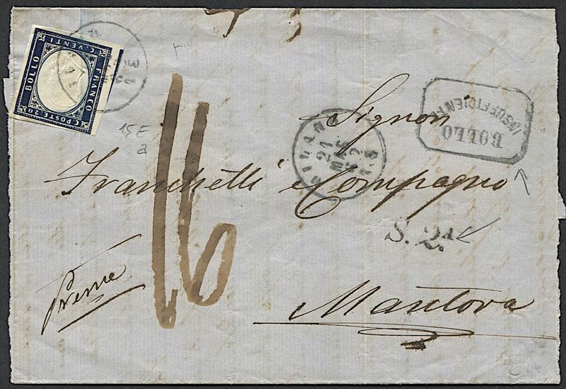1862, Sardegna, lettera da Milano per Mantova del 21 maggio 1862  - Auction Philately - Cambi Casa d'Aste