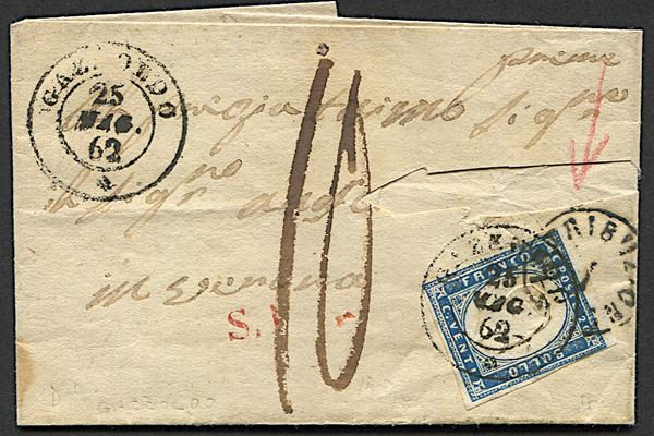 1862, Sardegna, lettera da Gazoldo (Mantova) per Verona del 25 maggio 1862