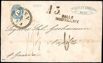 1862, Lombardo Veneto, Lettera da Vienna per Napoli del 9 Luglio 1862
