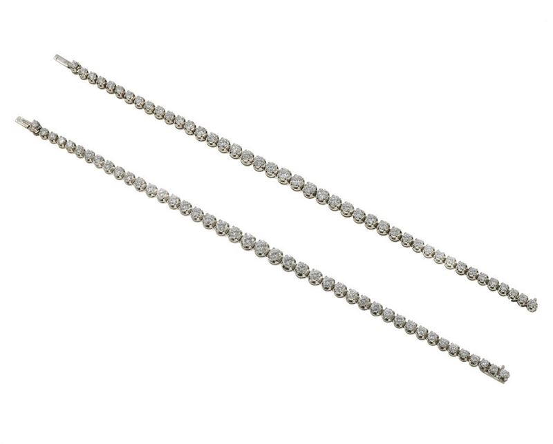 Two diamond and gold line bracelets  - Auction Fine Jewels - Cambi Casa d'Aste