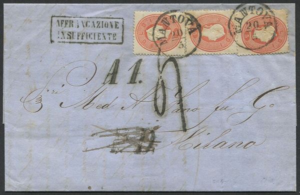 1862, Lombardo Veneto, lettera da Mantova per Milano del 20 maggio 1862