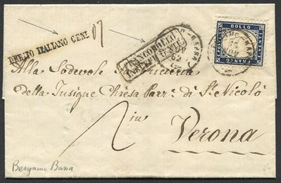 1863, Regno D’italia, Tre Lettere dalla i Distanza Italiana alla i o II Distanza Austriaca.