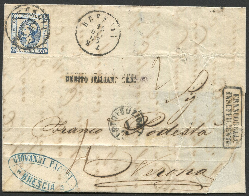1863, Regno D’italia, Tre Lettere dalla i Distanza Italiana alla i o II Distanza Austriaca.