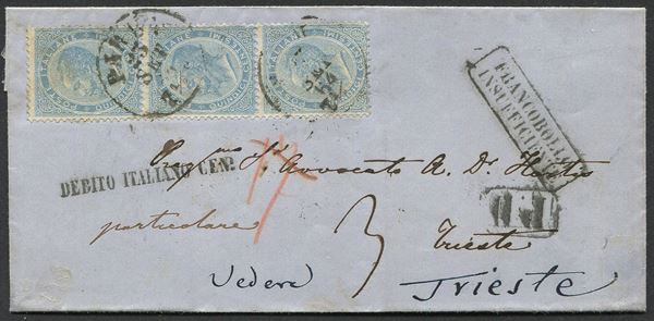 1864, Regno d’Italia, lettera da Parma per Trieste del 23 settembre 1864