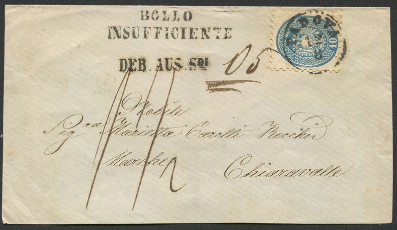 1864, Lombardo Veneto, lettera da Padova per Chiaravalle (Ancona) del 12 agosto 1864  - Asta Storia Postale e Filatelia - Cambi Casa d'Aste