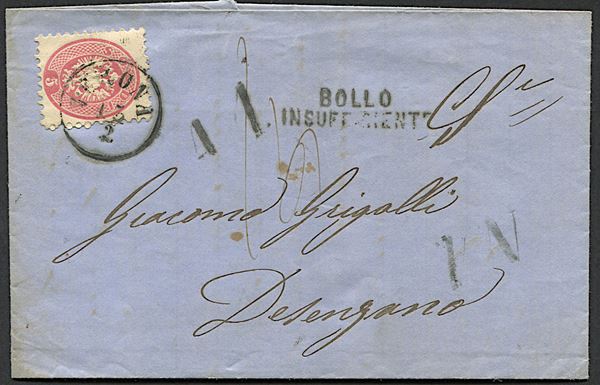 1866, Lombardo Veneto, lettera da Verona per Desenzano del 13 febbraio 1866