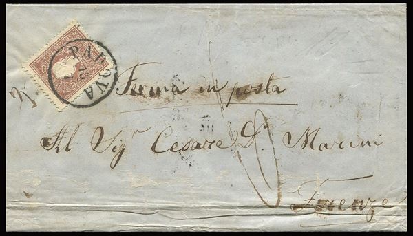 1860, Lombardo Veneto, lettera da Padova per Firenze del 15 luglio 1860