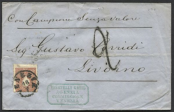 1860, Lombardo Veneto, lettera da Venezia per Livorno del 18 luglio 1860