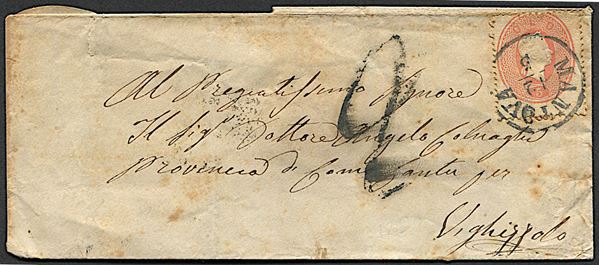 1862, Lombardo Veneto, lettera da Mantova per Vighizzolo (Cantù) del 12 maggio 1862