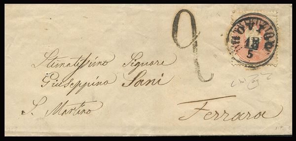 1862, Lombardo Veneto, lettera da Rovigo per Ferrara del 13 maggio 1862