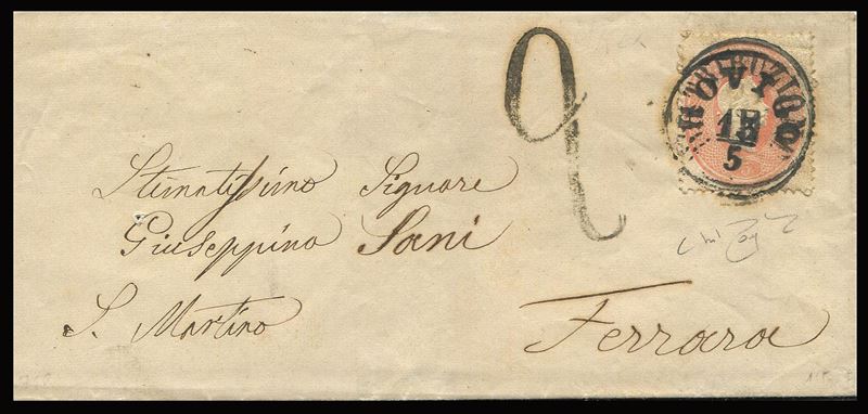 1862, Lombardo Veneto, lettera da Rovigo per Ferrara del 13 maggio 1862  - Asta Storia Postale e Filatelia - Cambi Casa d'Aste