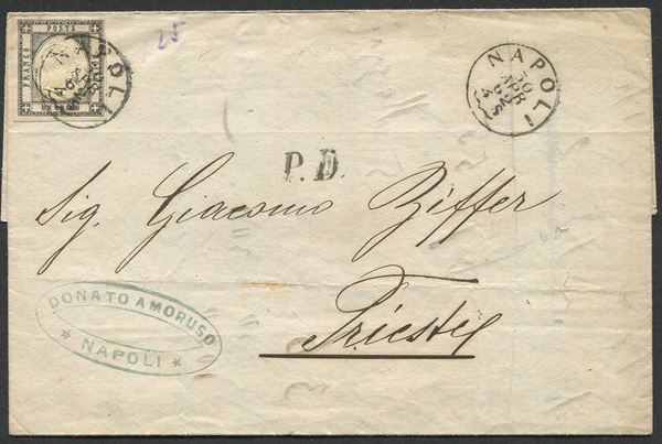 1862, Province Napoletane, lettera da Napoli per Trieste del 30 aprile 1862
