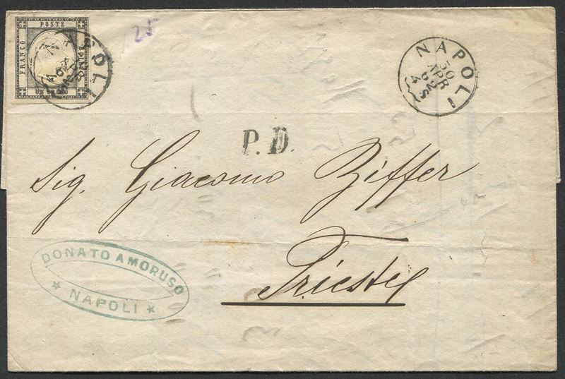 1862, Province Napoletane, lettera da Napoli per Trieste del 30 aprile 1862  - Asta Storia Postale e Filatelia - Cambi Casa d'Aste