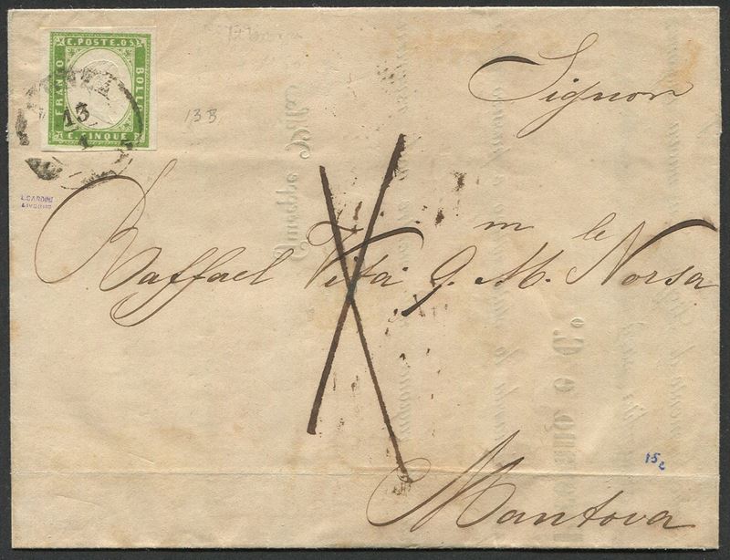 1860, Sardegna, stampe da Monza per Mantova del 13 gennaio 1860  - Auction Postal History and Philately - Cambi Casa d'Aste