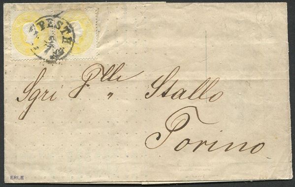 1861, Ungheria, lettera da Pesth per Torino del 9 luglio 1861