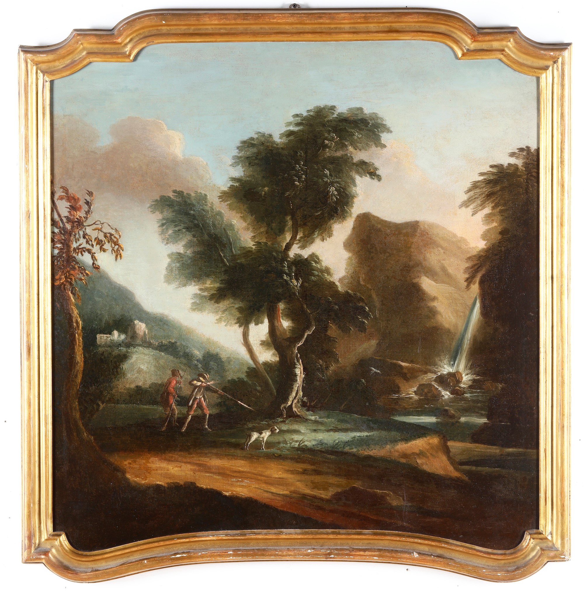 Scuola del XVIII Secolo Paesaggi con Cacciatori e Contadini