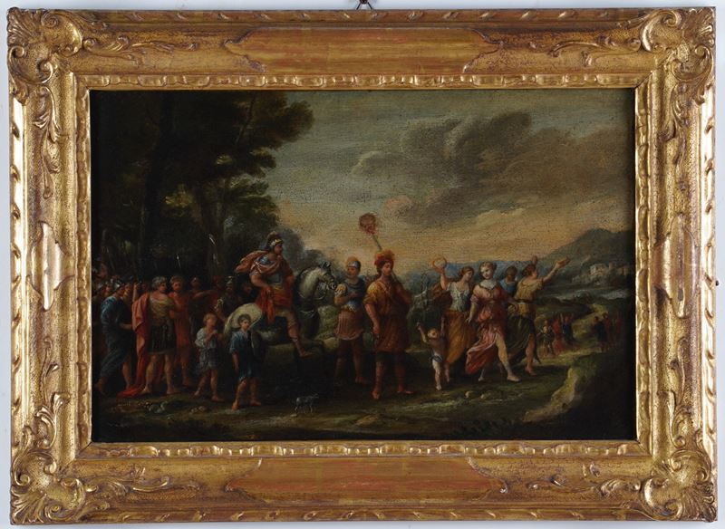 Scuola romana del XVIII secolo Trionfo di Davide  - olio su tela - Asta Dipinti Antichi - Cambi Casa d'Aste