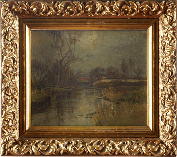 Anonimo del XIX-XX secolo Paesaggio fluviale