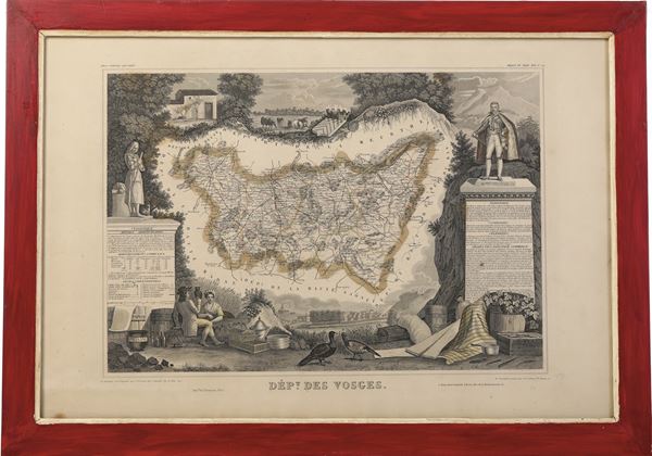 Sei carte geografiche di regioni e colonie francesi. XIX secolo