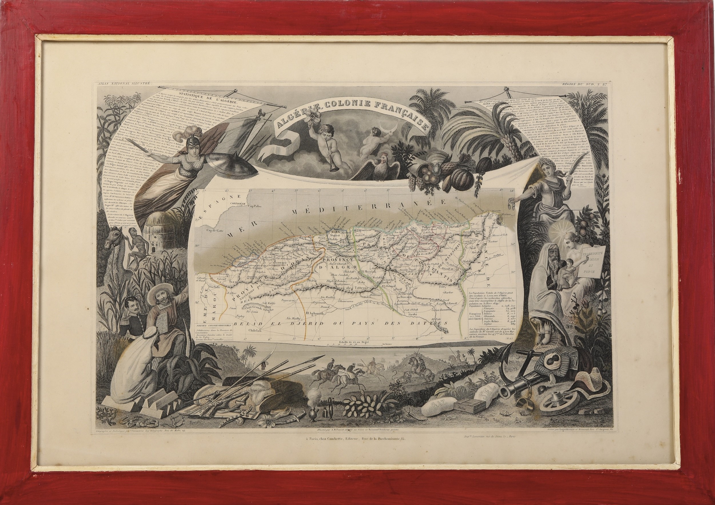 Sei Carte Geografiche di Regioni e Colonie Francesi. XIX Secolo