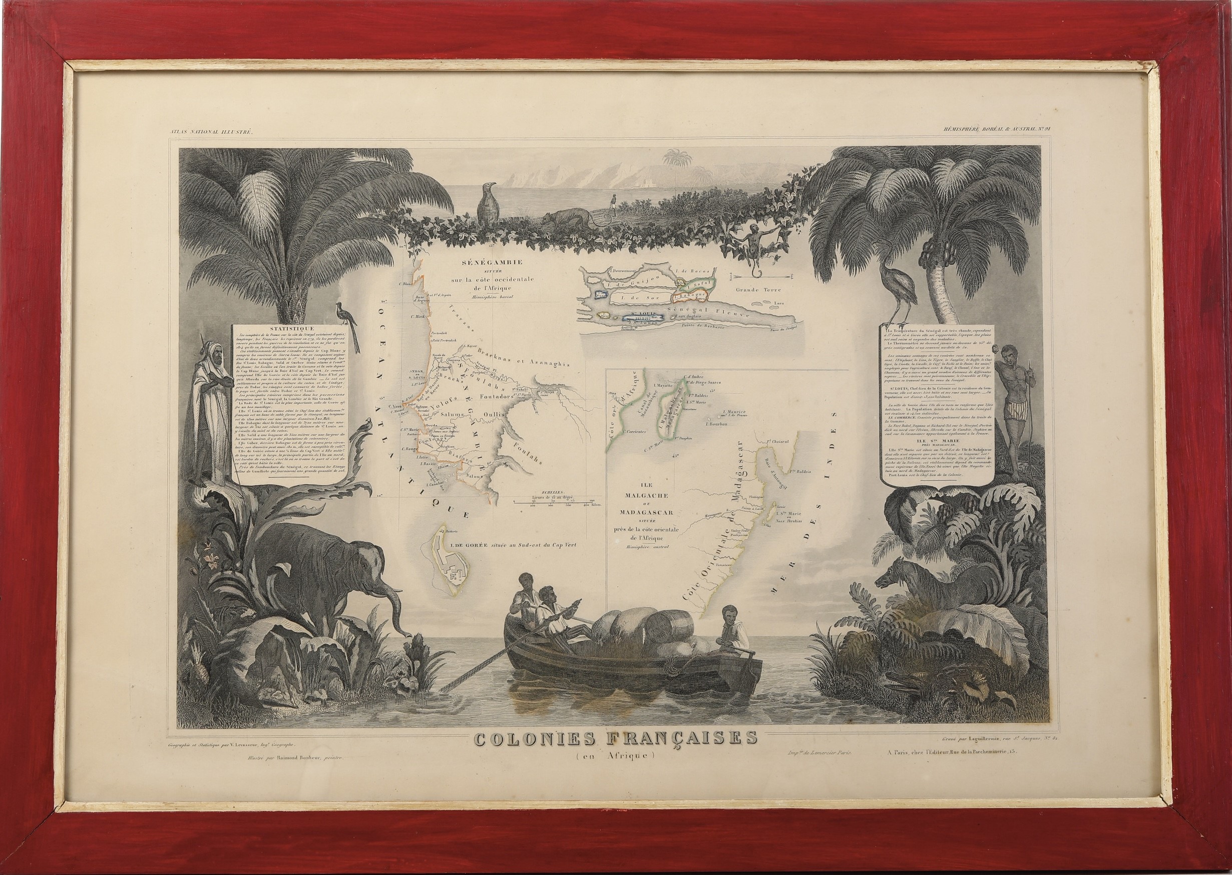 Sei Carte Geografiche di Regioni e Colonie Francesi. XIX Secolo