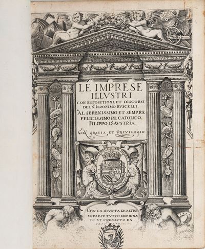 Gerolamo Ruscelli le Imprese Illustri in Venezia Appresso Comin da Trino di Monferrato, 1572.