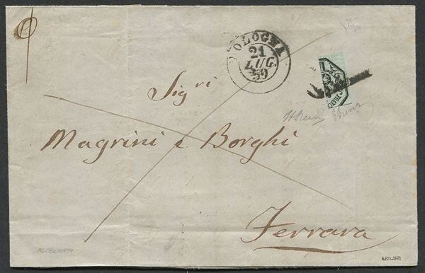 1859, Romagne, Governo Provvisorio, lettera da Bologna per Ferrara del 21 luglio 1859