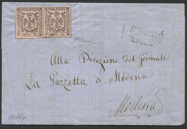 1859, Modena, Governo Provvisorio, annulli risorgimentali, lettera da Reggio per Modena del 5 ottobre 1859