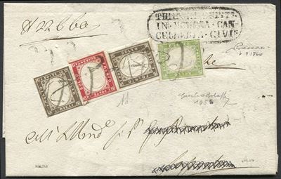 1860, Sardegna, Raccomandata da Modena per Sassuolo Dell’8 Marzo 1860