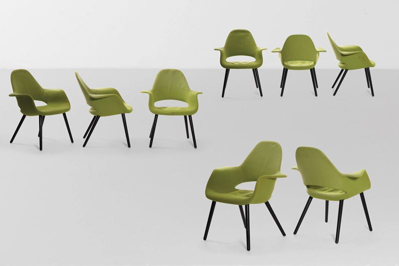 Charles Eames &amp; Eero Saarinen : Otto sedie mod. Organic Conference  - Asta Design Lab - Cambi Casa d'Aste