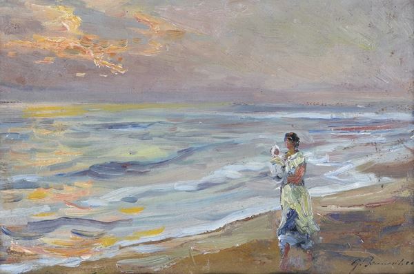 Giuseppe Pennasilico - Madre con bambino in spiaggia