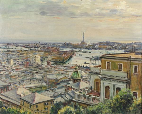 Veduta del porto di Genova da Castelletto, 1954