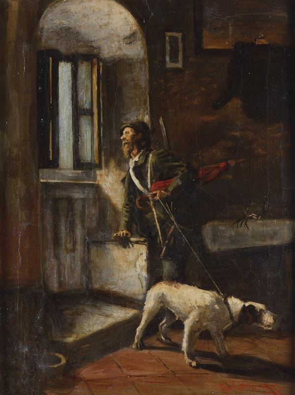 Angelo Silvio Galli - Cacciatore con cane